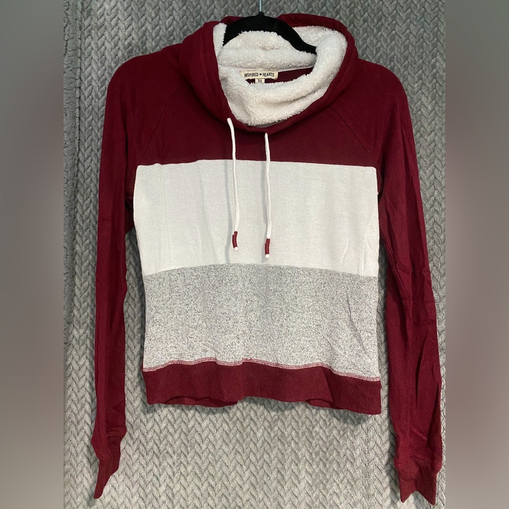 Inspired Hearts - XS - Burgundy Cowl Neck Sweater